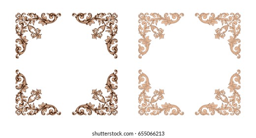 Baroque vector set of vintage elements for design. Decorative design element filigree calligraphy vector. You can use for wedding decoration of greeting card and laser cutting.