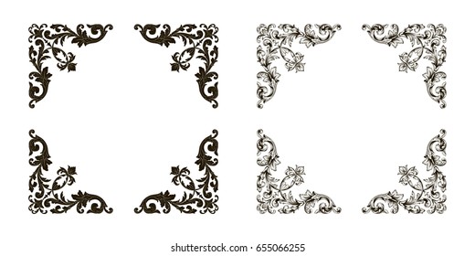 Baroque vector set of vintage elements for design. Decorative design element filigree calligraphy vector. You can use for wedding decoration of greeting card and laser cutting.