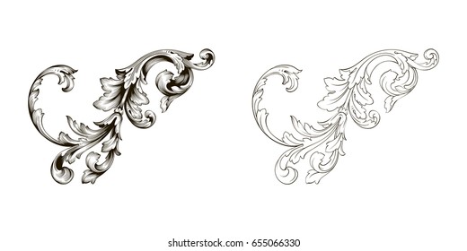 Baroque vector set of vintage elements for design. Decorative design element filigree calligraphy vector. You can use for wedding decoration of greeting card and laser cutting.