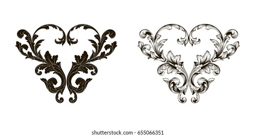 Baroque vector set of vintage elements for design. Decorative design element filigree calligraphy vector. You can use for wedding decoration of greeting card and laser cutting.