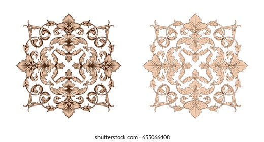 Baroque vector set of vintage elements for design. Decorative design element filigree calligraphy vector. You can use for wedding decoration of greeting card and laser cutting.