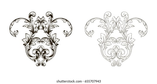 Baroque vector set of vintage elements for design. Decorative design element filigree calligraphy vector. You can use for wedding decoration of greeting card and laser cutting.