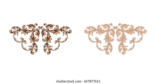 Baroque vector set of vintage elements for design. Decorative design element filigree calligraphy vector. You can use for wedding decoration of greeting card and laser cutting.