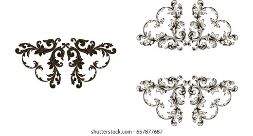 Baroque vector set of vintage elements for design. Decorative design element filigree calligraphy vector. You can use for wedding decoration of greeting card and laser cutting.