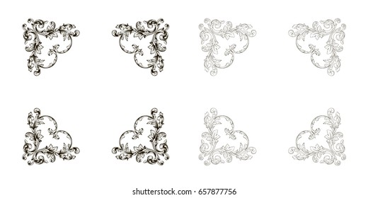 Baroque vector set of vintage elements for design. Decorative design element filigree calligraphy vector. You can use for wedding decoration of greeting card and laser cutting.