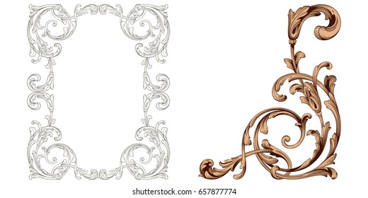 Baroque vector set of vintage elements for design. Decorative design element filigree calligraphy vector. You can use for wedding decoration of greeting card and laser cutting.