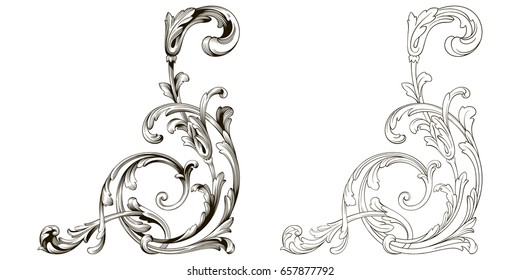 Baroque vector set of vintage elements for design. Decorative design element filigree calligraphy vector. You can use for wedding decoration of greeting card and laser cutting.