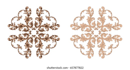 Baroque vector set of vintage elements for design. Decorative design element filigree calligraphy vector. You can use for wedding decoration of greeting card and laser cutting.