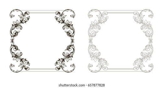 Baroque vector set of vintage elements for design. Decorative design element filigree calligraphy vector. You can use for wedding decoration of greeting card and laser cutting.