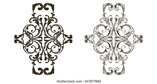 Baroque vector set of vintage elements for design. Decorative design element filigree calligraphy vector. You can use for wedding decoration of greeting card and laser cutting.