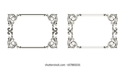Baroque vector set of vintage elements for design. Decorative design element filigree calligraphy vector. You can use for wedding decoration of greeting card and laser cutting.