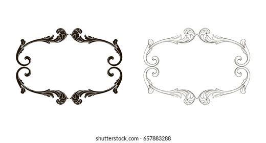 Baroque vector set of vintage elements for design. Decorative design element filigree calligraphy vector. You can use for wedding decoration of greeting card and laser cutting.