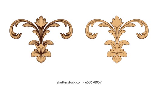 Baroque vector set of vintage elements for design. Decorative design element filigree calligraphy vector. You can use for wedding decoration of greeting card and laser cutting.