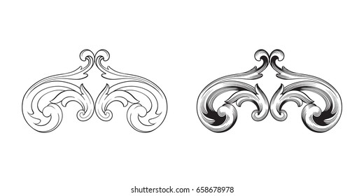 Baroque vector set of vintage elements for design. Decorative design element filigree calligraphy vector. You can use for wedding decoration of greeting card and laser cutting.