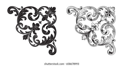 Baroque vector set of vintage elements for design. Decorative design element filigree calligraphy vector. You can use for wedding decoration of greeting card and laser cutting.