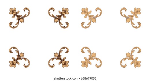 Baroque vector set of vintage elements for design. Decorative design element filigree calligraphy vector. You can use for wedding decoration of greeting card and laser cutting.