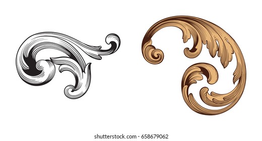 Baroque vector set of vintage elements for design. Decorative design element filigree calligraphy vector. You can use for wedding decoration of greeting card and laser cutting.