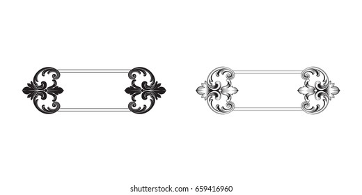 Baroque vector set of vintage elements for design. Decorative design element filigree calligraphy vector. You can use for wedding decoration of greeting card and laser cutting.