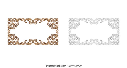 Baroque vector set of vintage elements for design. Decorative design element filigree calligraphy vector. You can use for wedding decoration of greeting card and laser cutting.