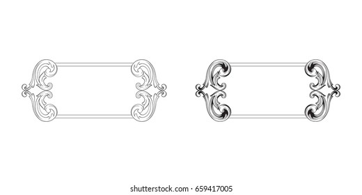 Baroque vector set of vintage elements for design. Decorative design element filigree calligraphy vector. You can use for wedding decoration of greeting card and laser cutting.