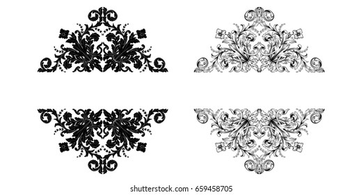 Baroque vector set of vintage elements for design. Decorative design element filigree calligraphy vector. You can use for wedding decoration of greeting card and laser cutting.