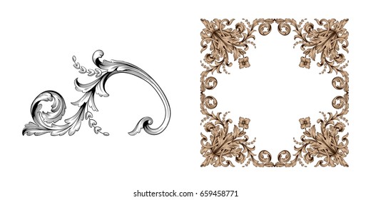 Baroque vector set of vintage elements for design. Decorative design element filigree calligraphy vector. You can use for wedding decoration of greeting card and laser cutting.