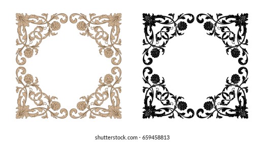 Baroque vector set of vintage elements for design. Decorative design element filigree calligraphy vector. You can use for wedding decoration of greeting card and laser cutting.