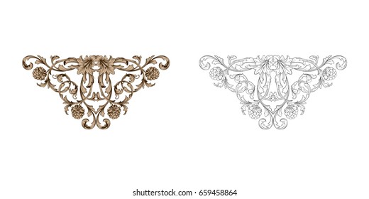 Baroque vector set of vintage elements for design. Decorative design element filigree calligraphy vector. You can use for wedding decoration of greeting card and laser cutting.