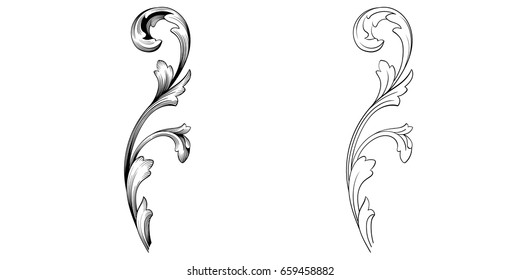 Baroque vector set of vintage elements for design. Decorative design element filigree calligraphy vector. You can use for wedding decoration of greeting card and laser cutting.