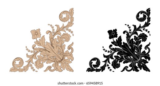 Baroque vector set of vintage elements for design. Decorative design element filigree calligraphy vector. You can use for wedding decoration of greeting card and laser cutting.