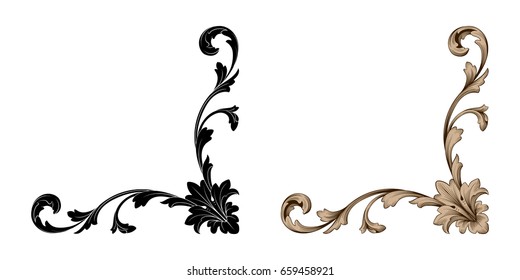 Baroque vector set of vintage elements for design. Decorative design element filigree calligraphy vector. You can use for wedding decoration of greeting card and laser cutting.