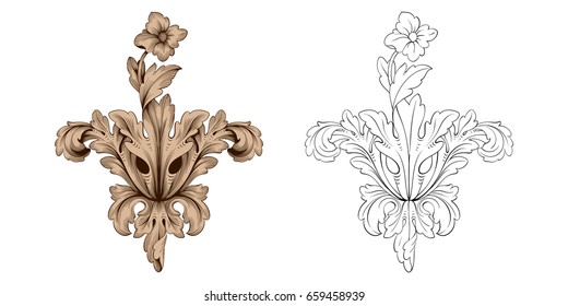 Baroque vector set of vintage elements for design. Decorative design element filigree calligraphy vector. You can use for wedding decoration of greeting card and laser cutting.