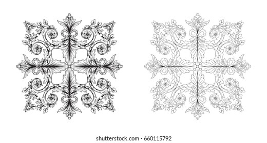 Baroque vector set of vintage elements for design. Decorative design element filigree calligraphy vector. You can use for wedding decoration of greeting card and laser cutting.