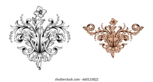 Baroque vector set of vintage elements for design. Decorative design element filigree calligraphy vector. You can use for wedding decoration of greeting card and laser cutting.