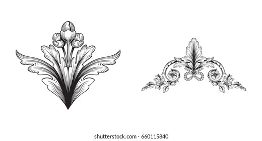 Baroque vector set of vintage elements for design. Decorative design element filigree calligraphy vector. You can use for wedding decoration of greeting card and laser cutting.