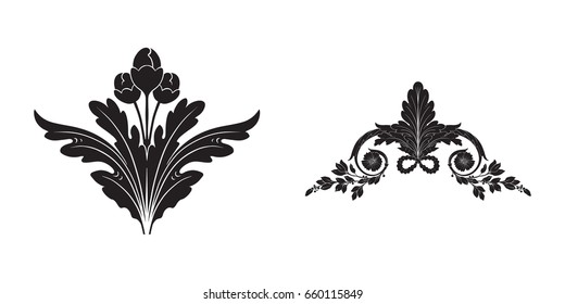 Baroque vector set of vintage elements for design. Decorative design element filigree calligraphy vector. You can use for wedding decoration of greeting card and laser cutting.