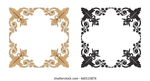 Baroque vector set of vintage elements for design. Decorative design element filigree calligraphy vector. You can use for wedding decoration of greeting card and laser cutting.