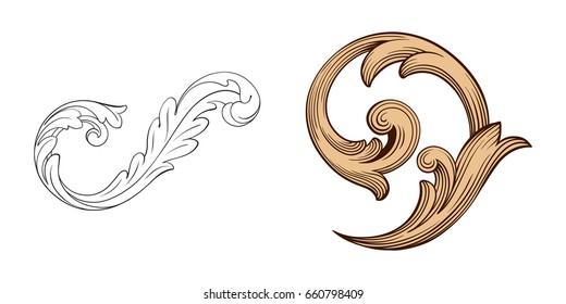 Baroque vector set of vintage elements for design. Decorative design element filigree calligraphy vector. You can use for wedding decoration of greeting card and laser cutting.