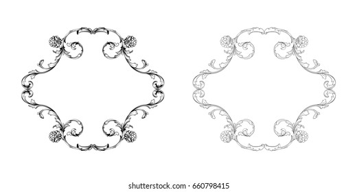 Baroque vector set of vintage elements for design. Decorative design element filigree calligraphy vector. You can use for wedding decoration of greeting card and laser cutting.