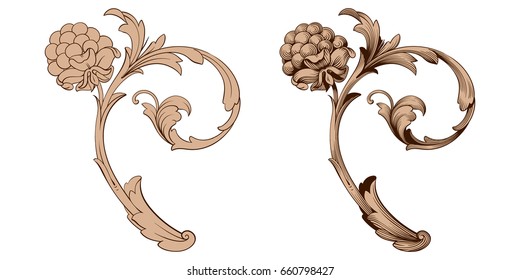 Baroque vector set of vintage elements for design. Decorative design element filigree calligraphy vector. You can use for wedding decoration of greeting card and laser cutting.