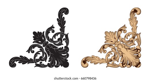 Baroque vector set of vintage elements for design. Decorative design element filigree calligraphy vector. You can use for wedding decoration of greeting card and laser cutting.