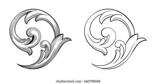 Baroque vector set of vintage elements for design. Decorative design element filigree calligraphy vector. You can use for wedding decoration of greeting card and laser cutting.