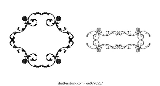 Baroque vector set of vintage elements for design. Decorative design element filigree calligraphy vector. You can use for wedding decoration of greeting card and laser cutting.