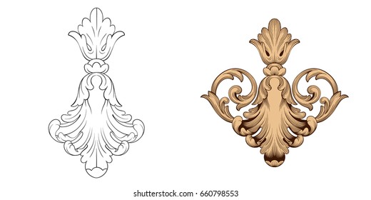 Baroque vector set of vintage elements for design. Decorative design element filigree calligraphy vector. You can use for wedding decoration of greeting card and laser cutting.