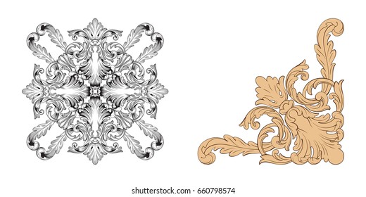 Baroque vector set of vintage elements for design. Decorative design element filigree calligraphy vector. You can use for wedding decoration of greeting card and laser cutting.