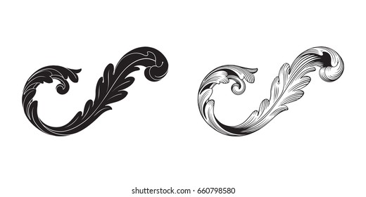 Baroque vector set of vintage elements for design. Decorative design element filigree calligraphy vector. You can use for wedding decoration of greeting card and laser cutting.