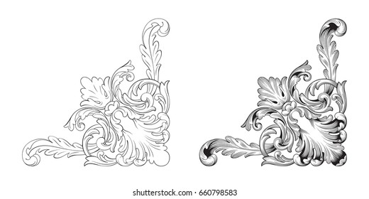 Baroque vector set of vintage elements for design. Decorative design element filigree calligraphy vector. You can use for wedding decoration of greeting card and laser cutting.