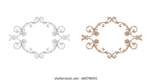 Baroque vector set of vintage elements for design. Decorative design element filigree calligraphy vector. You can use for wedding decoration of greeting card and laser cutting.