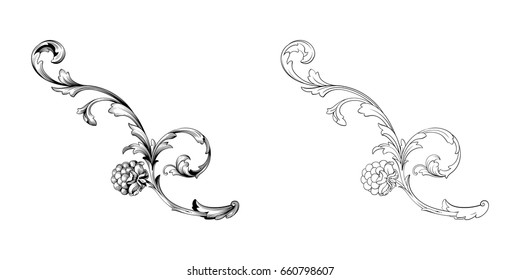 Baroque vector set of vintage elements for design. Decorative design element filigree calligraphy vector. You can use for wedding decoration of greeting card and laser cutting.