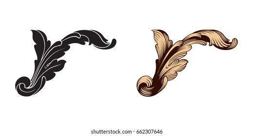 Baroque vector set of vintage elements for design. Decorative design element filigree calligraphy vector. You can use for wedding decoration of greeting card and laser cutting.